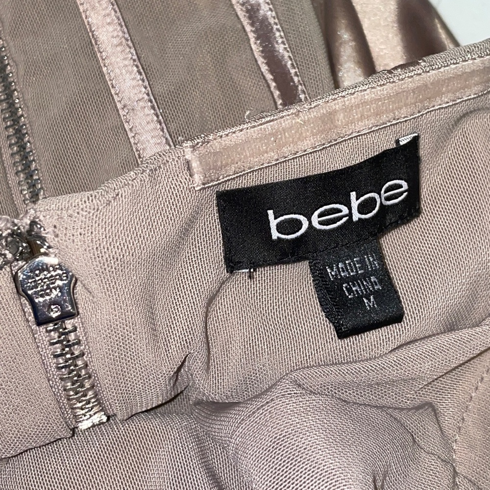 NWOT Bebe Bustier Corset Strapless Top Metallic Cream Jeweled Size Medium - Picture 4 of 9